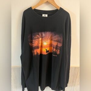 Vtg Outdoor Life Mens Black Long Sleeve Deer Shirt XL
